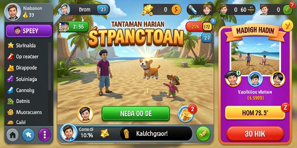 Screenshot level yang menantang dan menyenangkan.